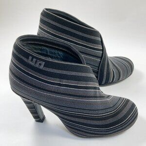 United Nude Fold Hi Ankle Boots in Black/Gray Stripe Women's Size 38 / US 8